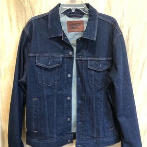 Lands' End Men's Large 42-44 Denim Jean Trucker Jacket Great Condition